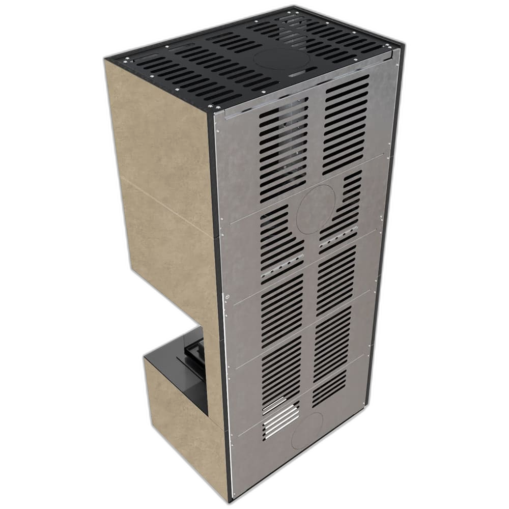 Камін Kratki FLOKI BOX правий 8 kW Ø 160 в обудові з керамограніту FOKOS RENA