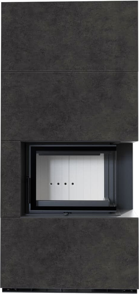 Камін Kratki FLOKI BOX правий 8 kW Ø 160 в обудові з керамограніту FOKOS GRAFITE
