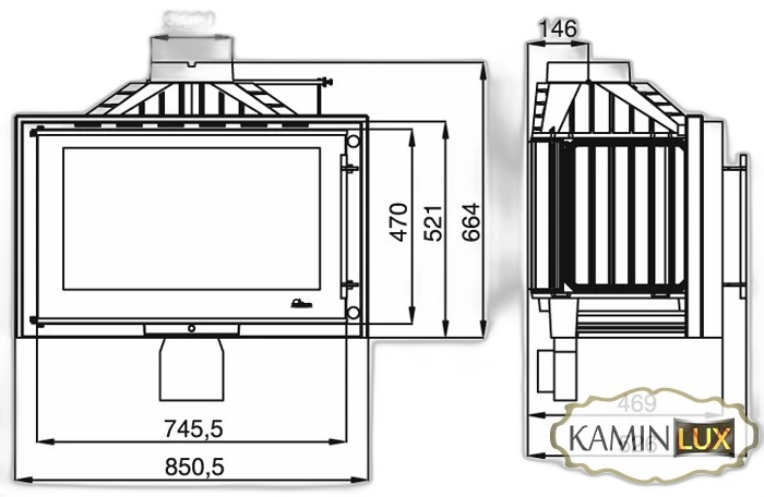 Камінна топка UNIFLAM 850 PRESTIGE з шибером