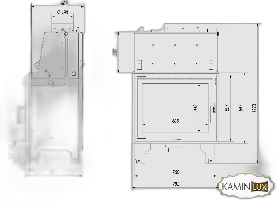 Камінна топка Kratki AQUARIO A14 PW GLASS (14 кВт)
