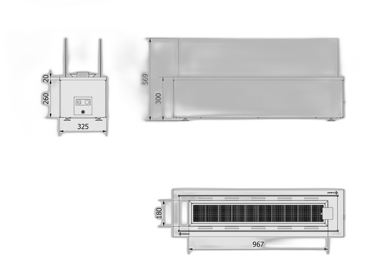 Газовий обігрівач Kratki PATIO HORIZONTAL стальний - дистанційне керування