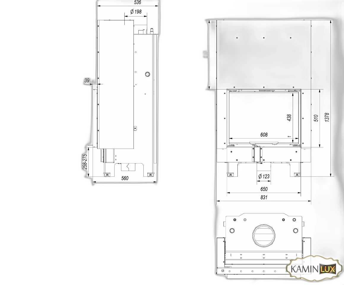 Камінна топка Kratki MBZ PW 13 гільйотина DG (13 кВт)