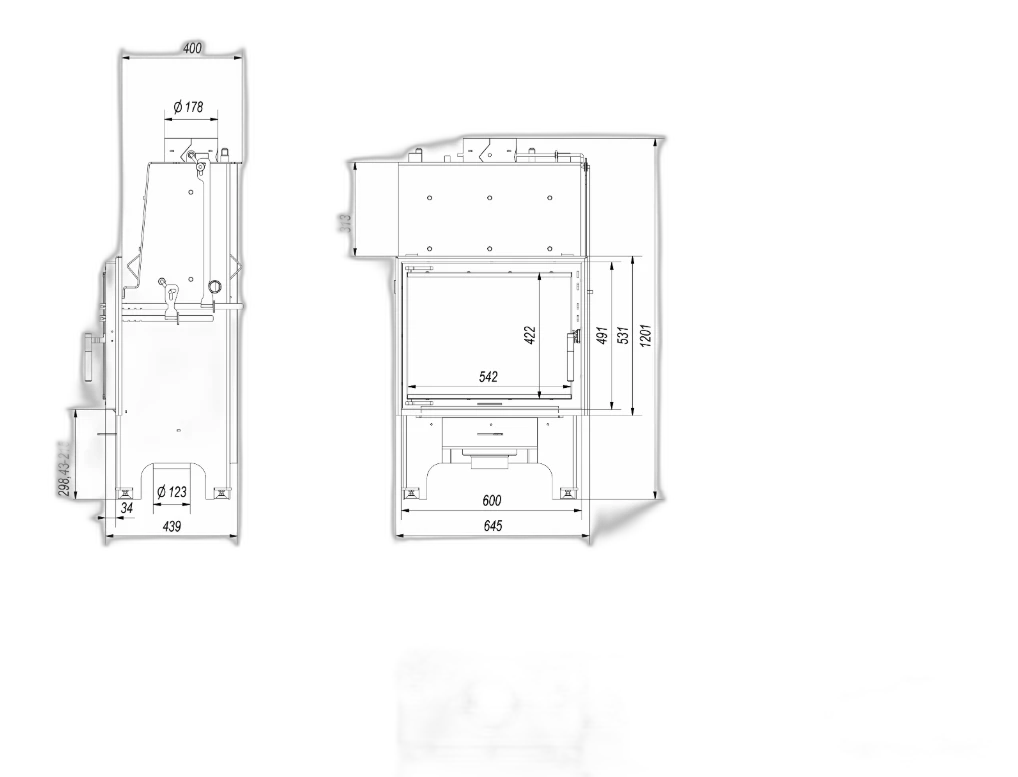 Камінна топка Kratki AQUARIO M12 PW GLASS (12 кВт)