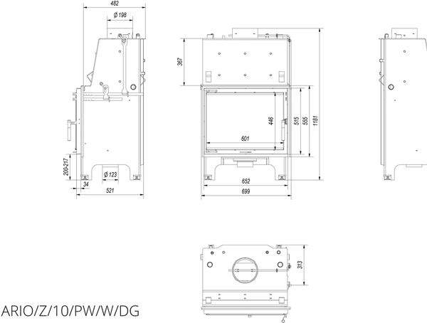 Камінна топка Kratki AQUARIO Z10 PW GLASS (10 кВт)