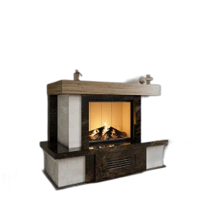 Камінне облицювання Браво Верона пряме матеріал Emperador Dark + плитка Travertine
