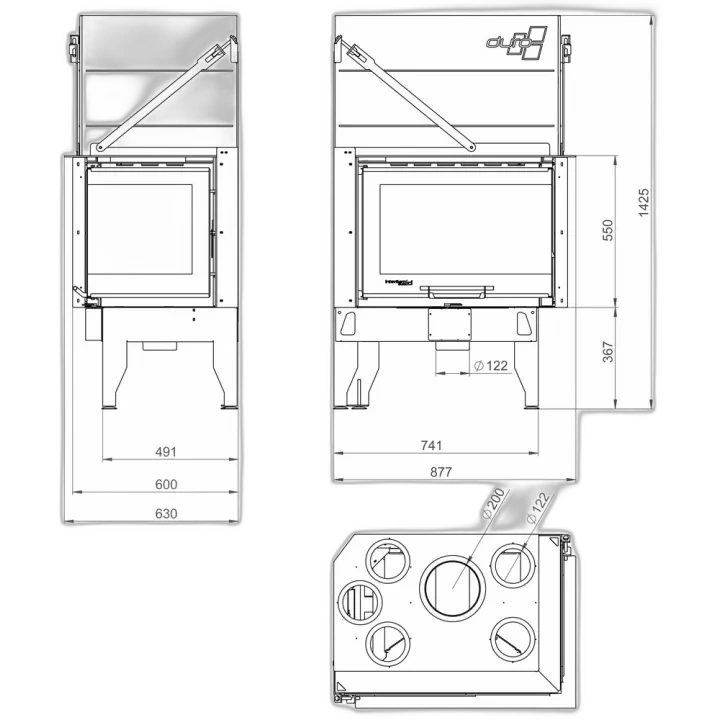 Камінна топка UNIFLAM 760 DURO праве скло гільйотина