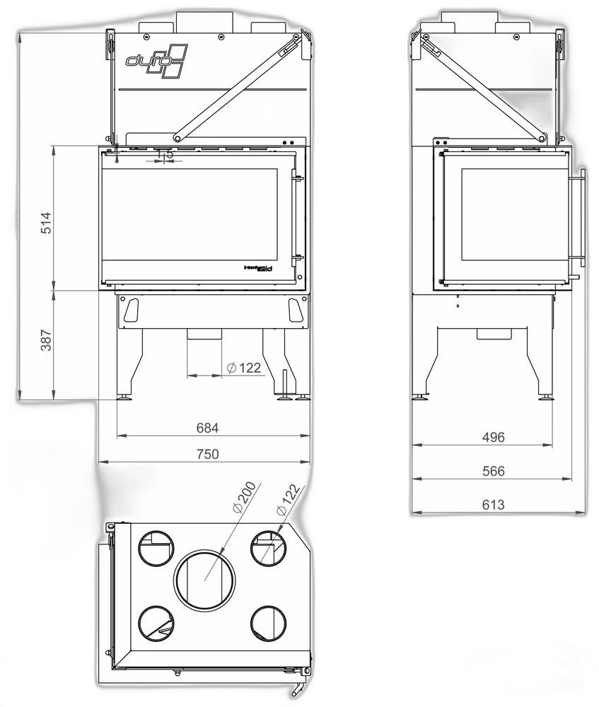 Камінна топка UNIFLAM 760 DURO ліве скло