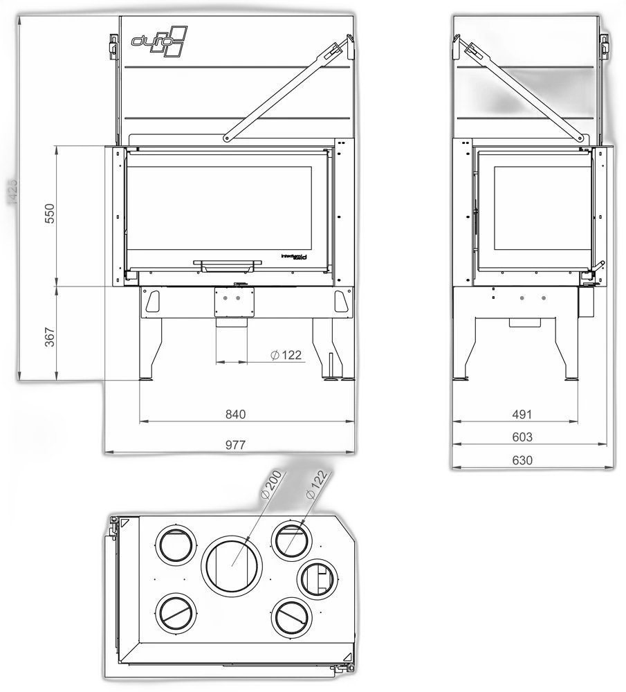 Камінна топка UNIFLAM 860 DURO ліве скло гільйотина