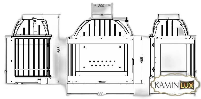 Камінна топка UNIFLAM 700 PLUS ECO ліве скло з шибером