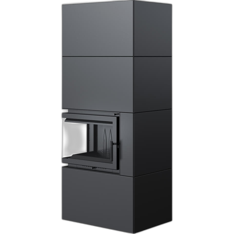 Камін Kratki SIMPLE 12 BS ліва в обудові BOX стальний - чорний