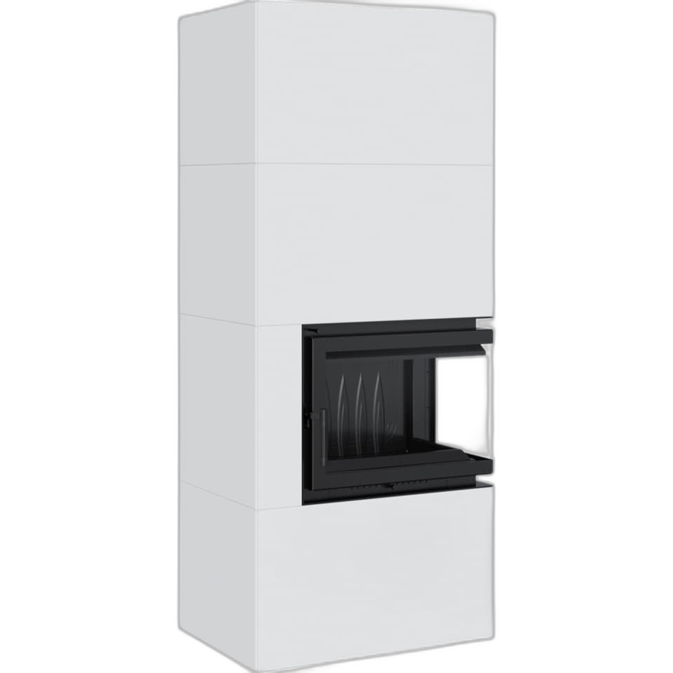 Камін Kratki SIMPLE 12 BS права в обудові BOX стальний - білий