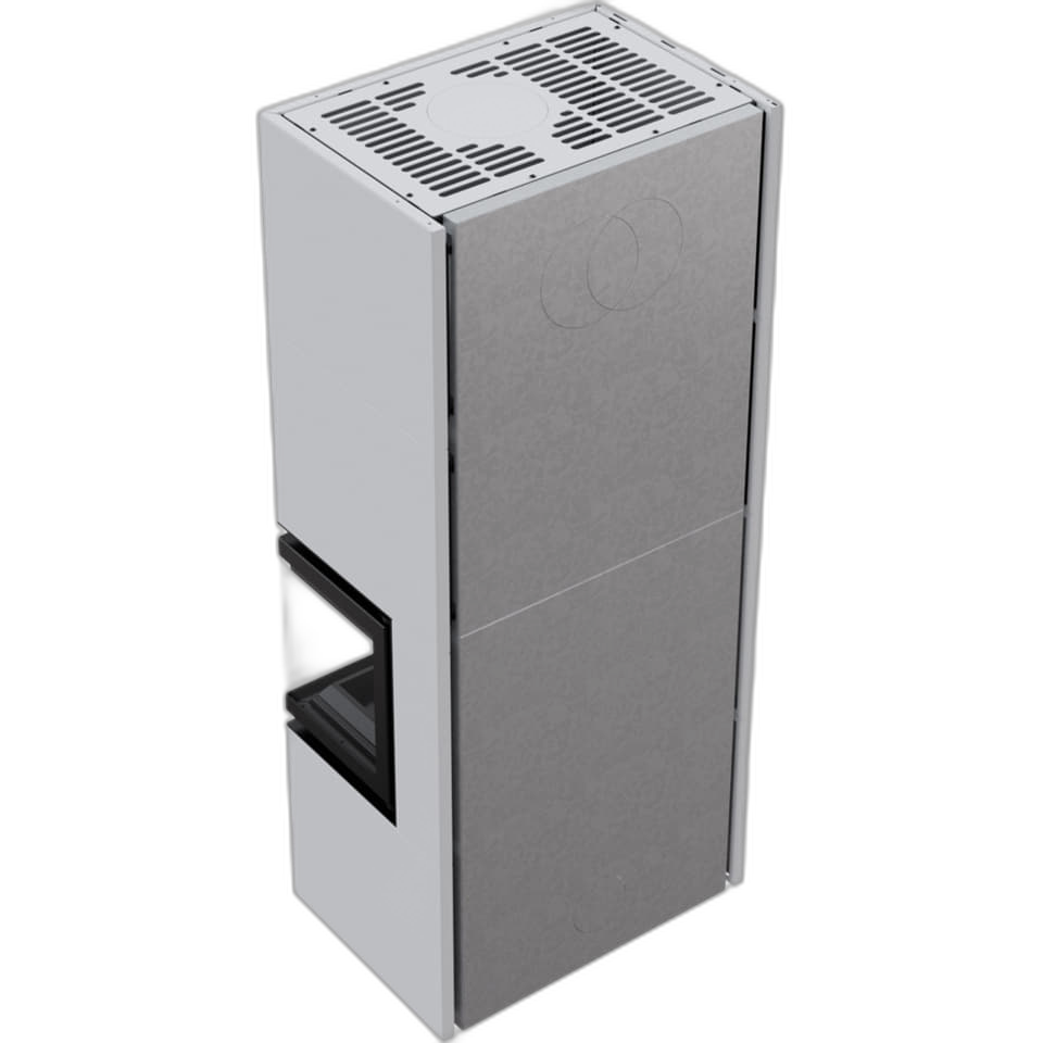Камін Kratki SIMPLE 12 BS права в обудові BOX стальний - білий