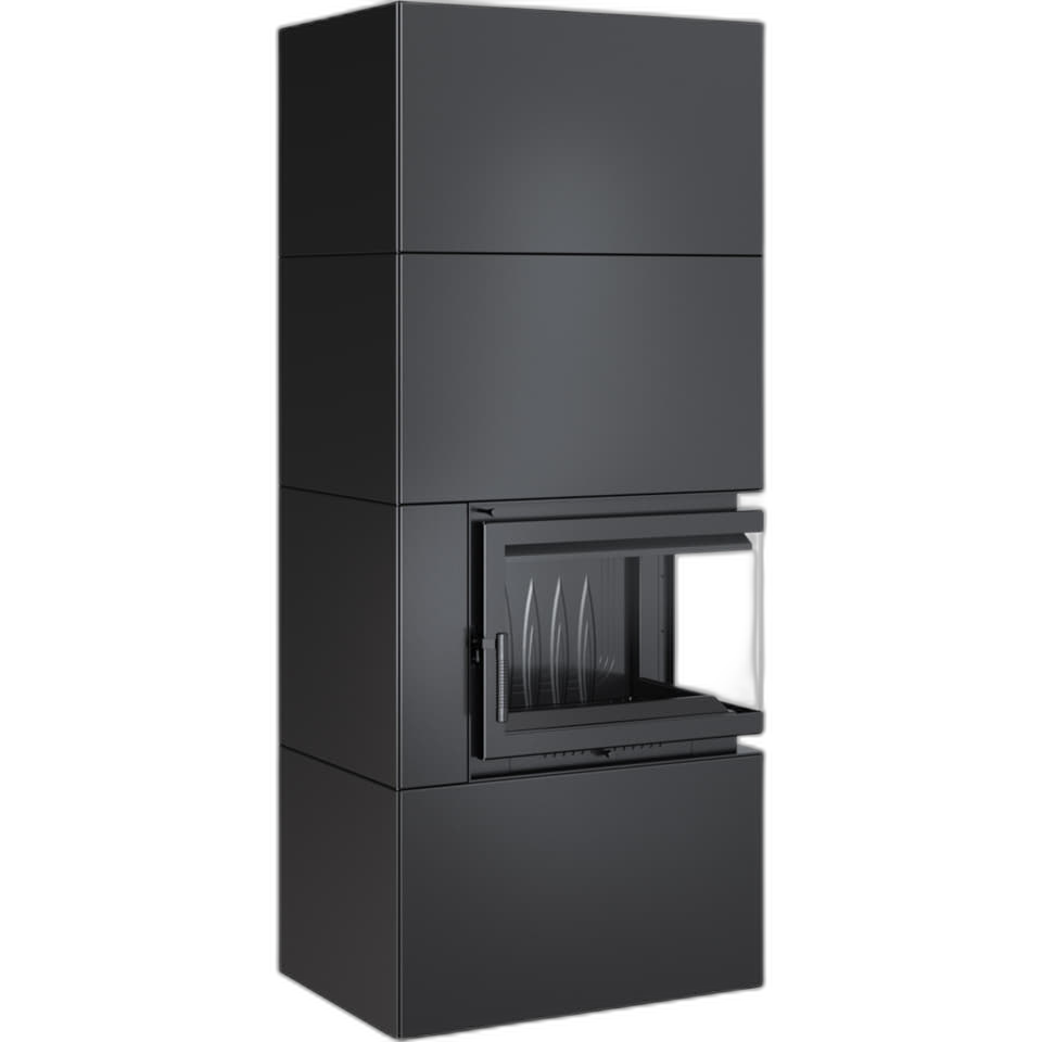 Камін Kratki SIMPLE 12 BS права в обудові BOX стальний - чорний