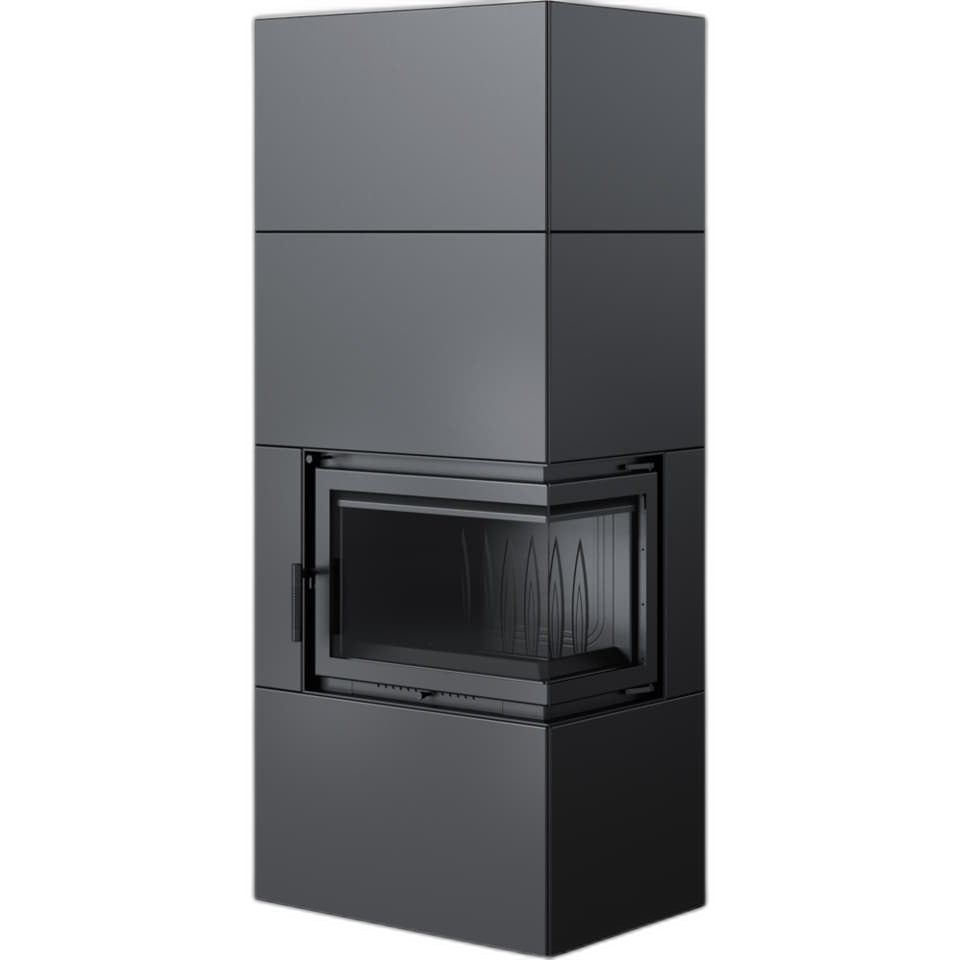 Камін Kratki SIMPLE 12 BS права в обудові BOX стальний - чорний